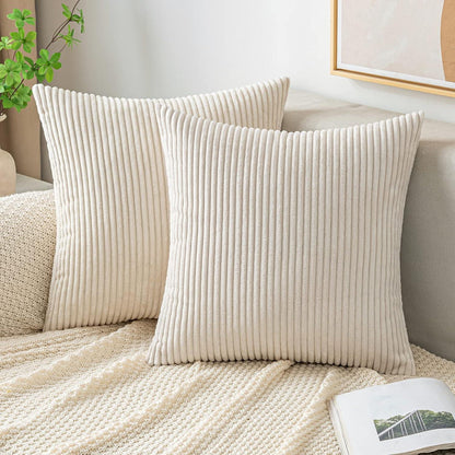 Kordsamt Kissenbezug 40x40cm Beige 2er-Set
