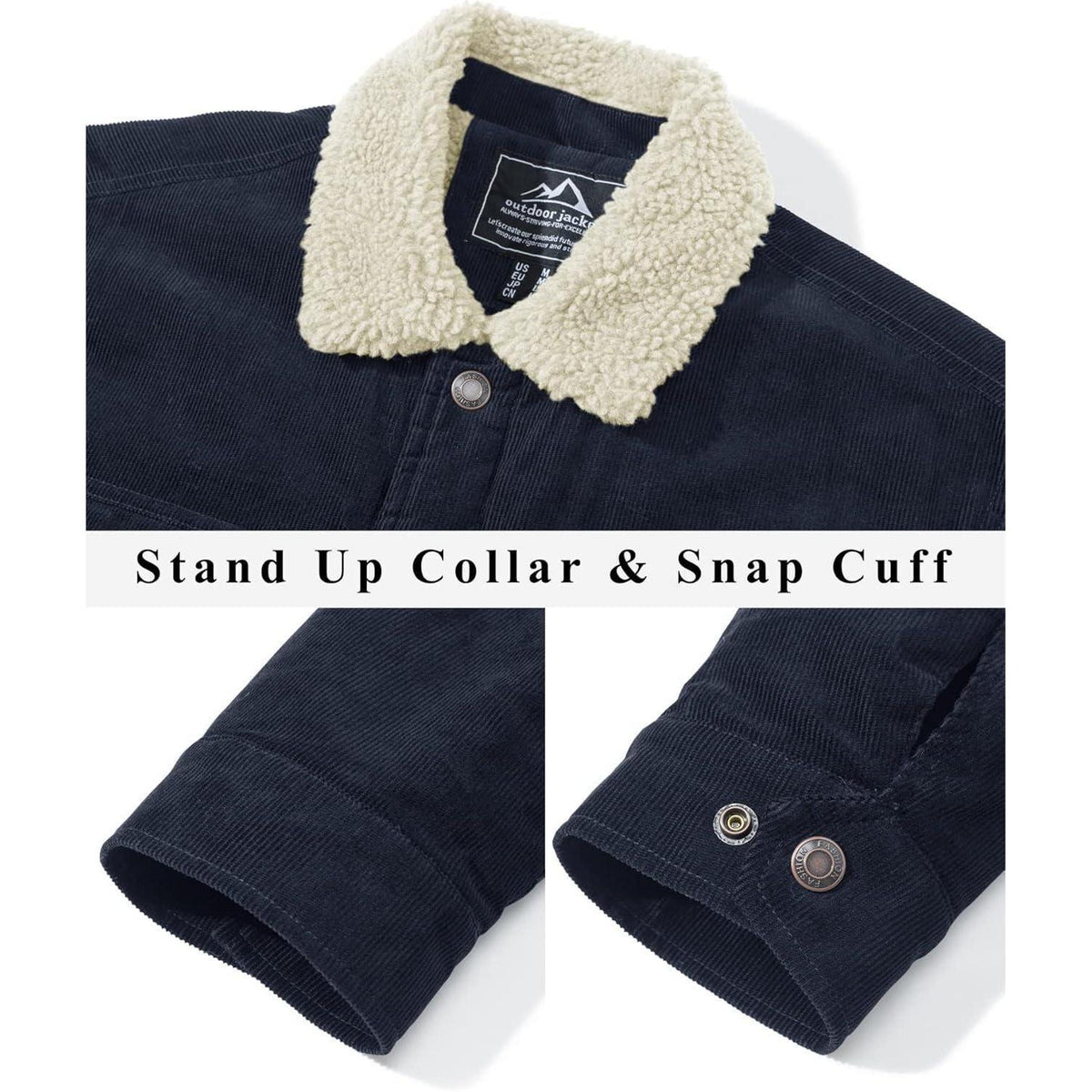 Herren Cordjacke mit Teddyfell-Kragen Navy XXL