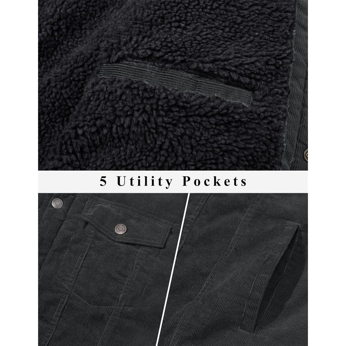 Herren Cordjacke gefüttert mit Teddyfell - Dunkelgrau