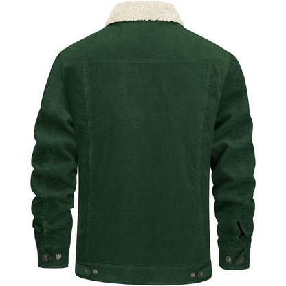 Herren Cordjacke mit Teddyfell-Kragen, Waldgrün XXL