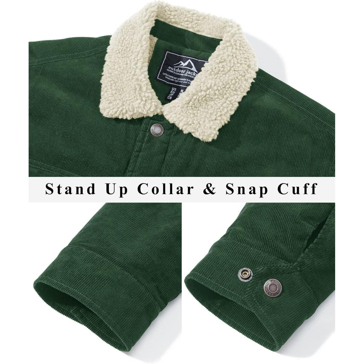 Herren Cordjacke mit Teddyfell-Kragen, Waldgrün XXL
