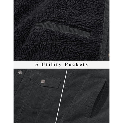 Herren Cordjacke gefüttert mit Teddyfell - Dunkelgrau XL
