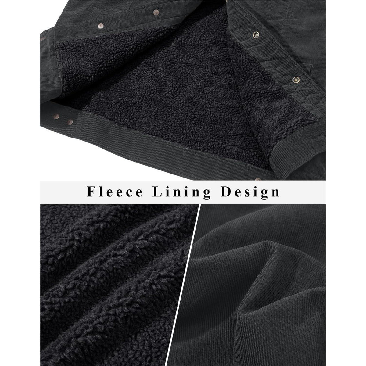 Herren Cordjacke gefüttert mit Teddyfell - Dunkelgrau XL