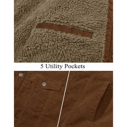 Herren Cordjacke mit Teddyfell-Kragen – Warme Übergangsjacke