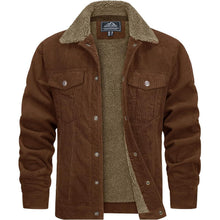 Herren Cordjacke mit Teddyfell-Kragen Braun