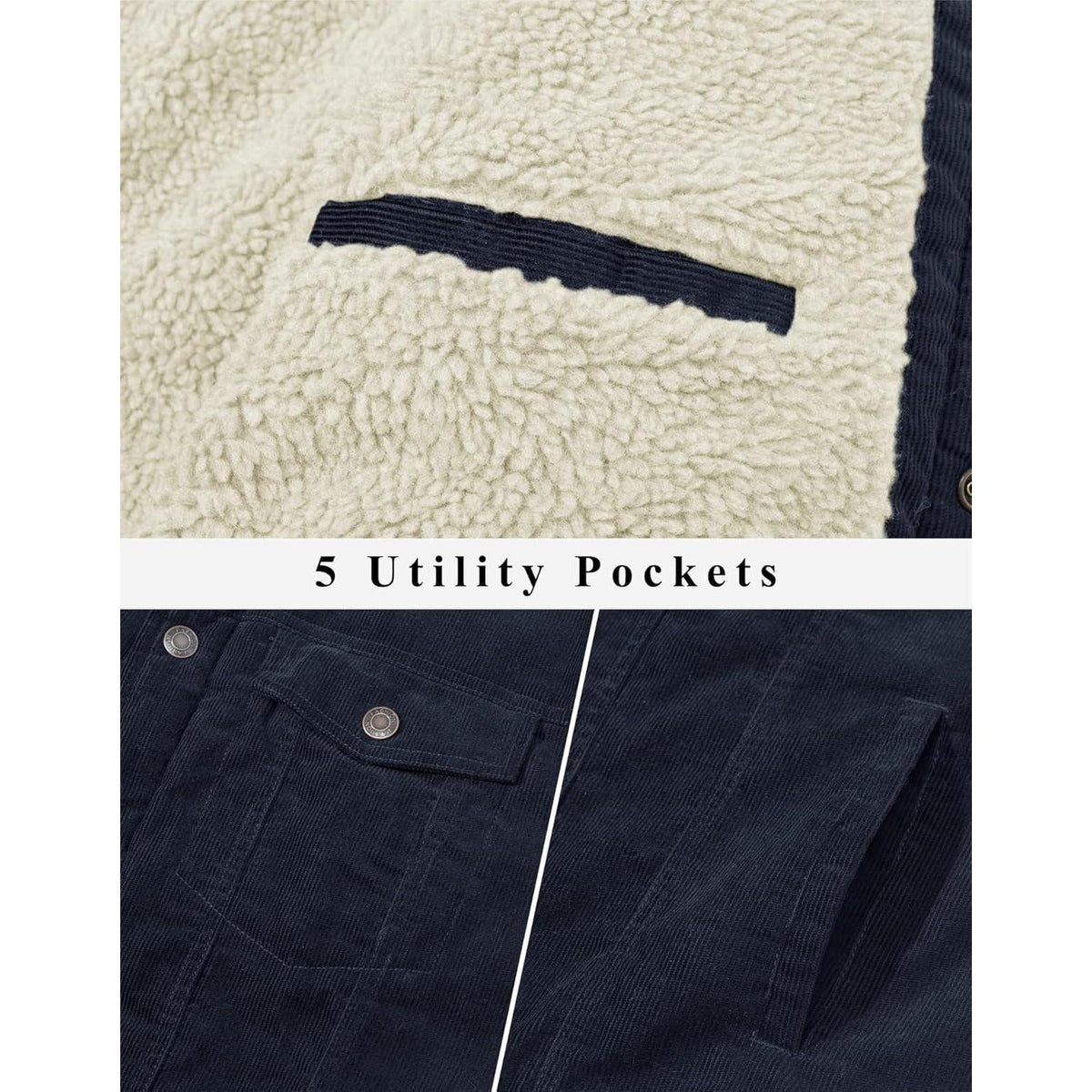 Herren Cordjacke mit Teddyfell-Kragen – Warme Übergangsjacke
