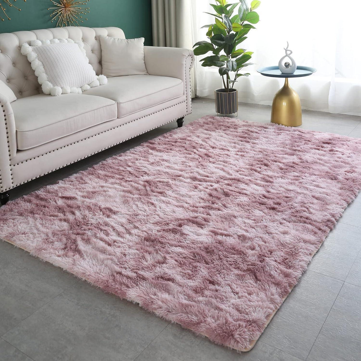Weicher Hochflor Shaggy Teppich 200x300 cm Rosa Lila