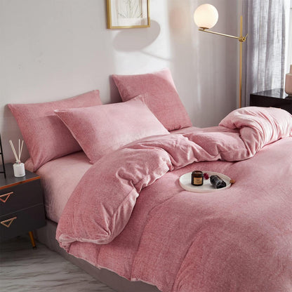 Damier Winter Plüsch Bettwäsche Set Rosa 200x220cm