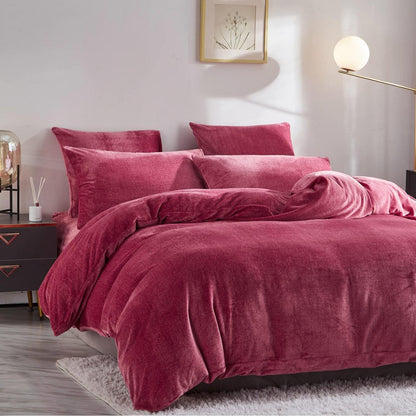 Warme Damier Winter Plüsch Bettwäsche Set Rot 200x200cm