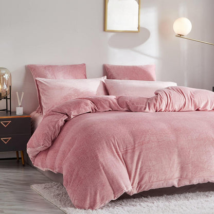 Damier Winter Plüsch Bettwäsche Set Rosa 200x200cm