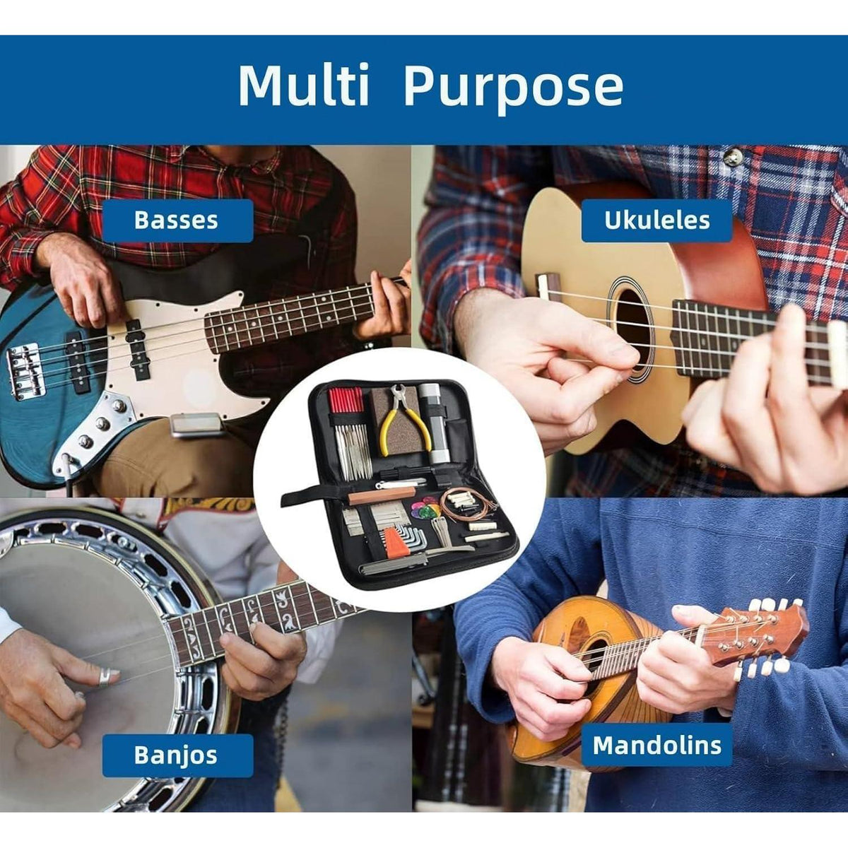72-teiliges Gitarren-Werkzeugset für Wartung & Reparatur