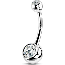 Bauchnabelpiercing Echt Silber 925 14G 12mm mit Zirkonia Kugeln