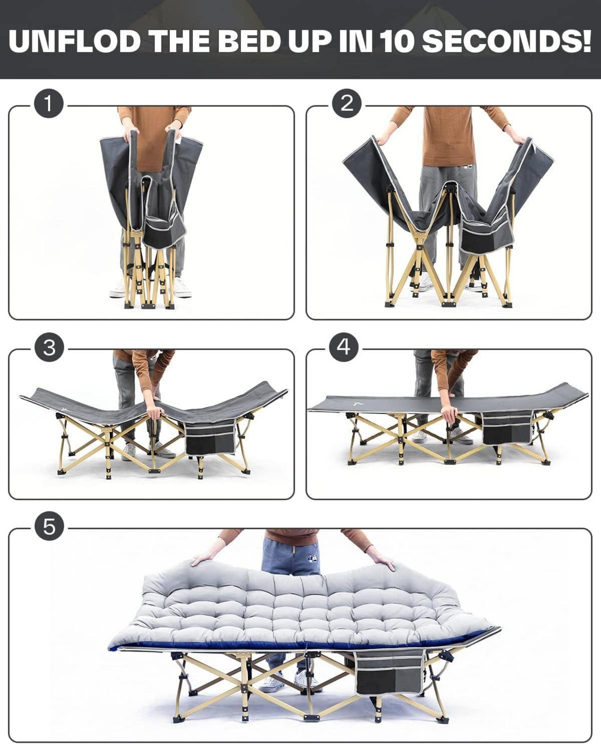 Sportneer Klappbares Feldbett mit Matratze 71cm Breite für Camping, Garten und Reisen