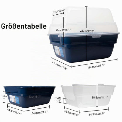 Katzenklo 3in1 mit Deckel, Groß, Marineblau
