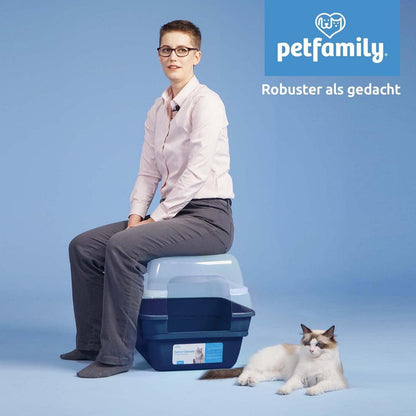 Katzenklo 3in1 mit Deckel, Groß, Marineblau