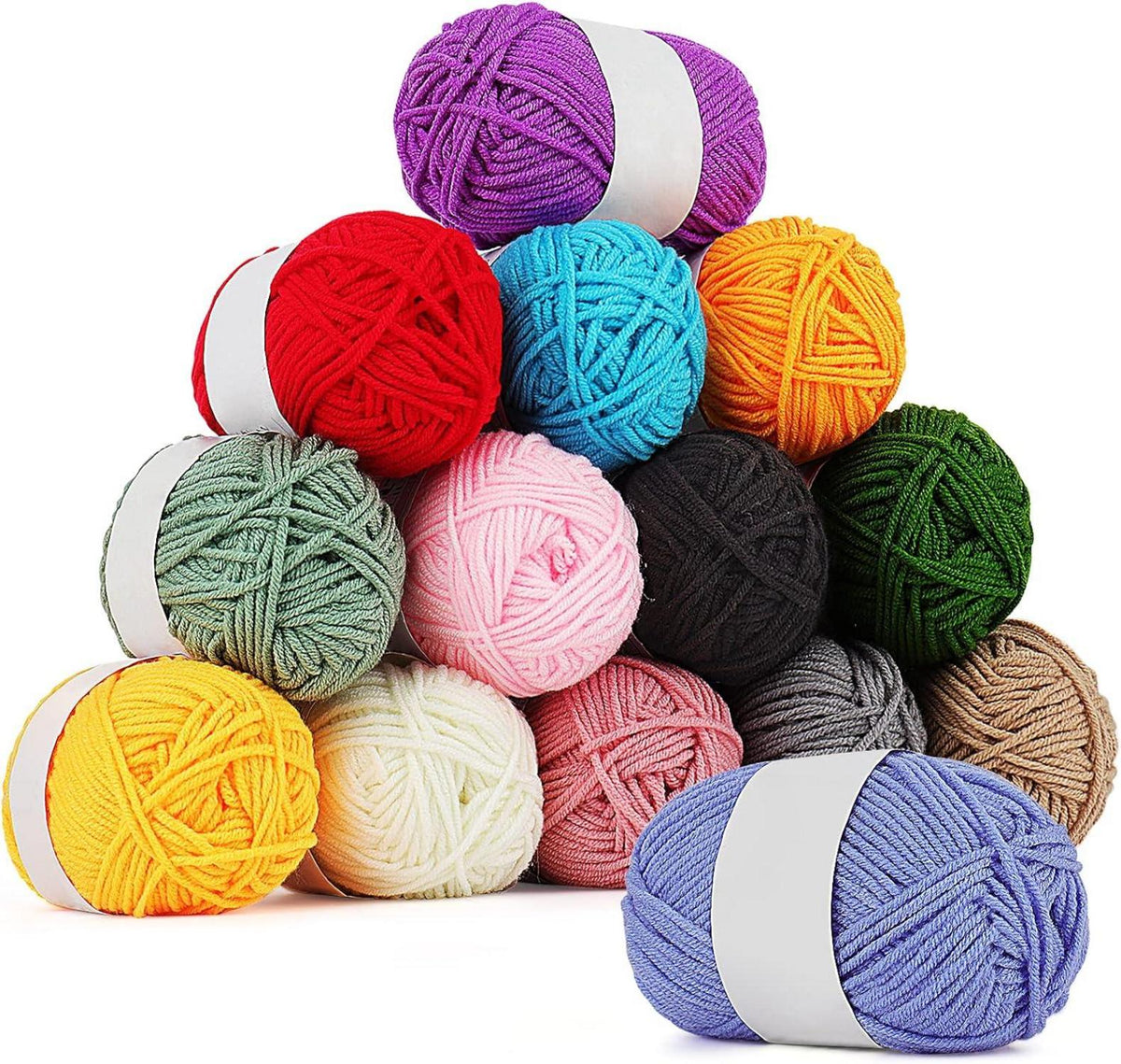 Häkel- und Strickgarn-Set, 25gx14 Farben, Acryl Wolle für Amigurumi