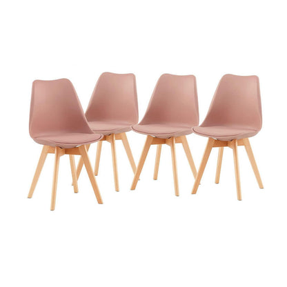 Esszimmerstühle Rauchrosa, 4er Set, Massivholz Buche