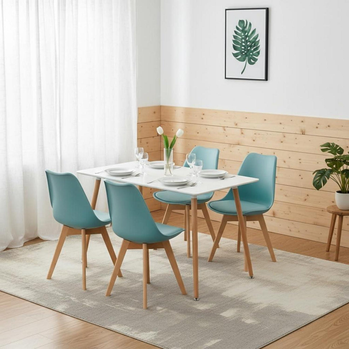 Esszimmerstühle Set 4er Bugholz, Hellhimmelblau, Skandinavisch