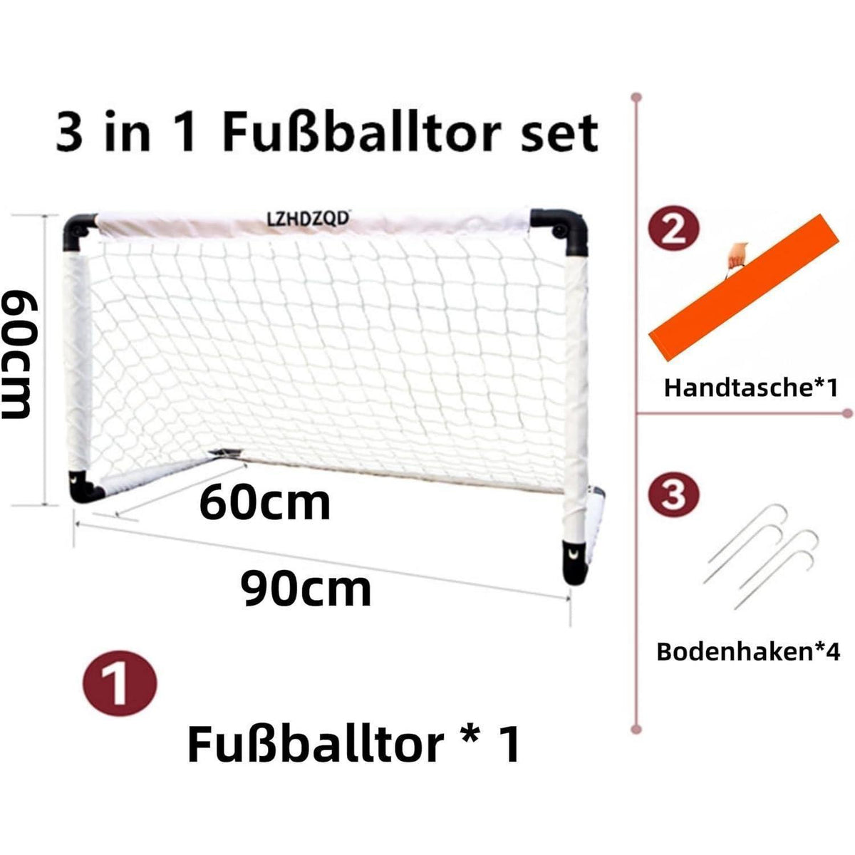 Klappbares Fußballtor für Kinder 90x60cm, tragbar & faltbar