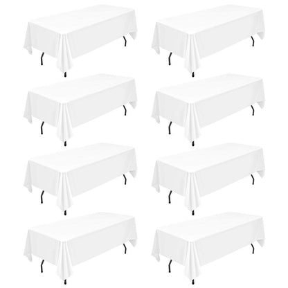 8x Weißes Polyester Tischtuch 6 Ft Rechteck Tischdecke