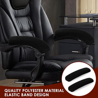 Bürostuhl Armlehne Schutz 2er Set Dehnbar Schwarz Polyester