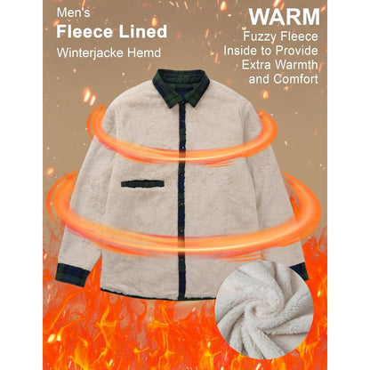 Herren Winterjacke Hemd Kariert Grün – Gefüttert & Warm