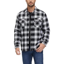 Herren Winterjacke Hemd Kariert Gefüttert Baumwolle Schwarz XL