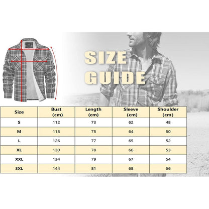 Herren Winterjacke Hemd Kariert Gefüttert Grün