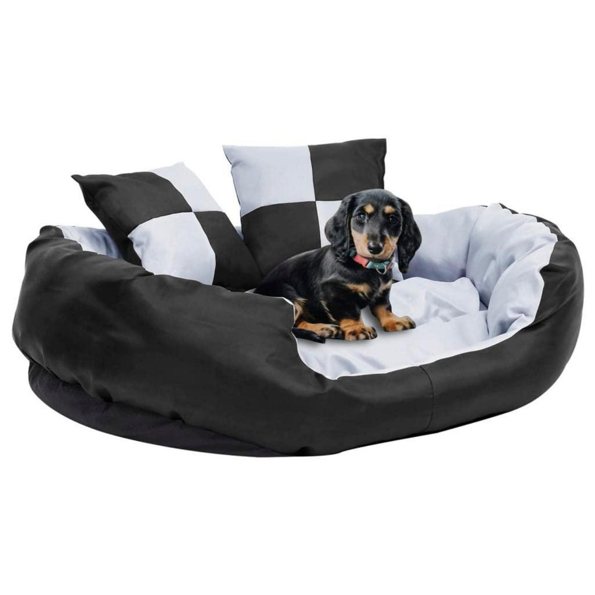 Wendbares Hundekissen 85x70x20 cm – Grau & Schwarz mit Kissen