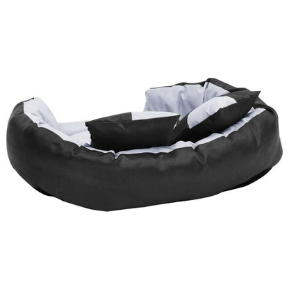 Wendbares Hundekissen 85x70x20 cm – Grau & Schwarz mit Kissen
