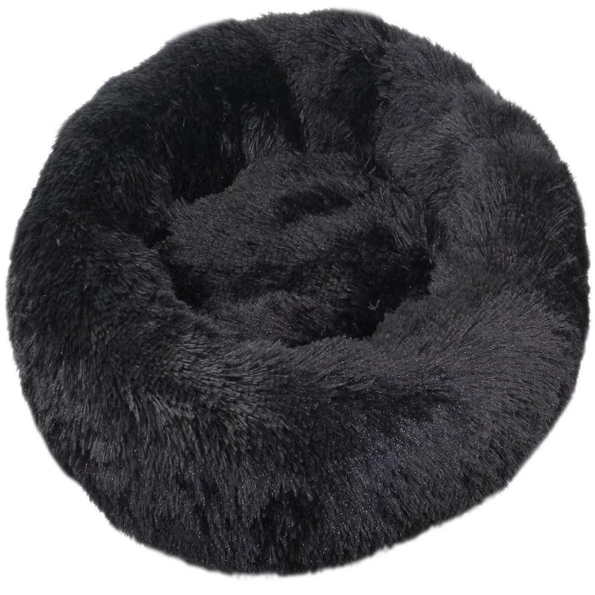 Rundes Hundebett Plüsch 120cm – Flauschige Hundematte Schwarz