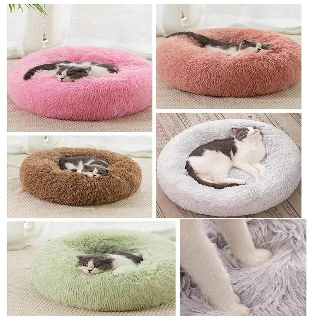 Rundes Hundebett Plüsch – Flauschige Hundematte 110cm Regenbogen