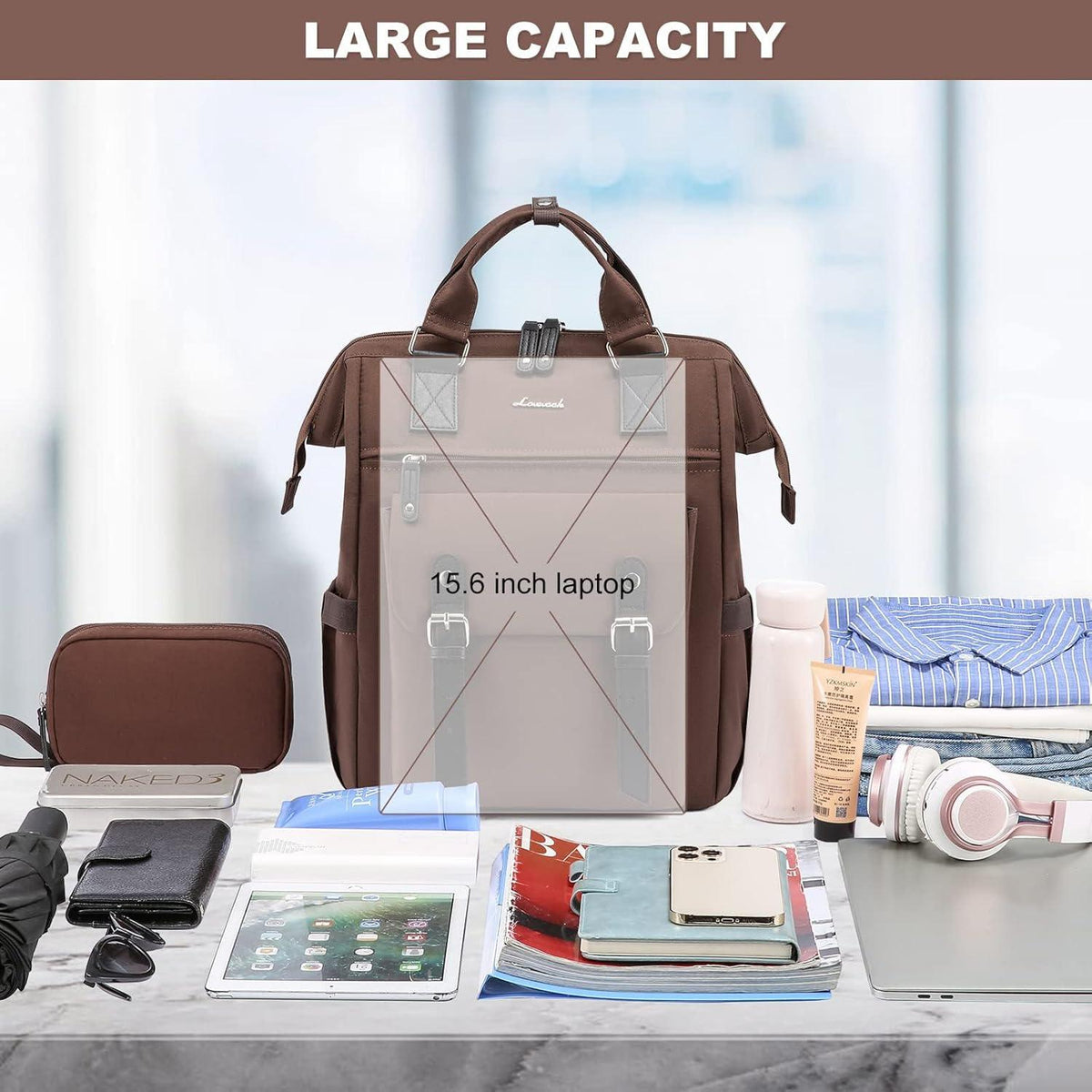 Wasserdichter Laptop-Rucksack für Damen 15,6 Zoll mit