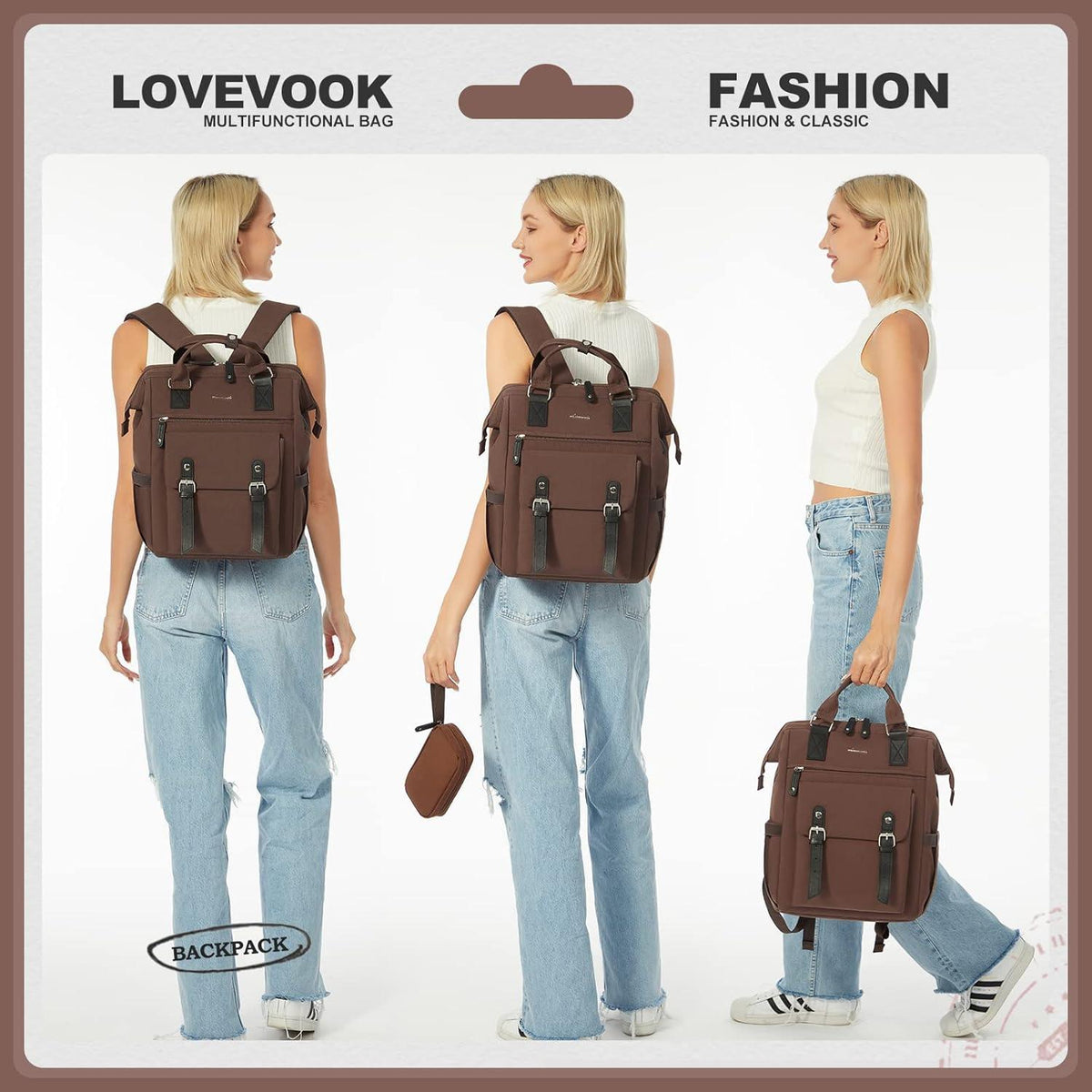 Rucksack Damen Laptop Schulrucksack Mädchen Teenager 15,6 Zoll