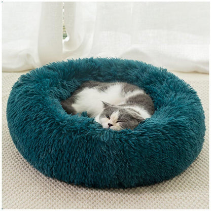 Rundes Hundebett Plüsch 70cm – Flauschige Hundematte Zyan