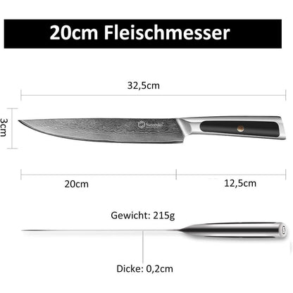 8 Zoll Damast Kochmesser mit eingelegtem Griff