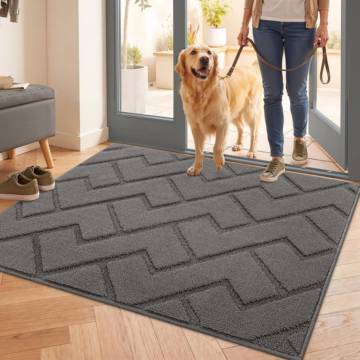 Fußmatte Innen 80x100cm – Rutschfest & Saugfähig, Grau