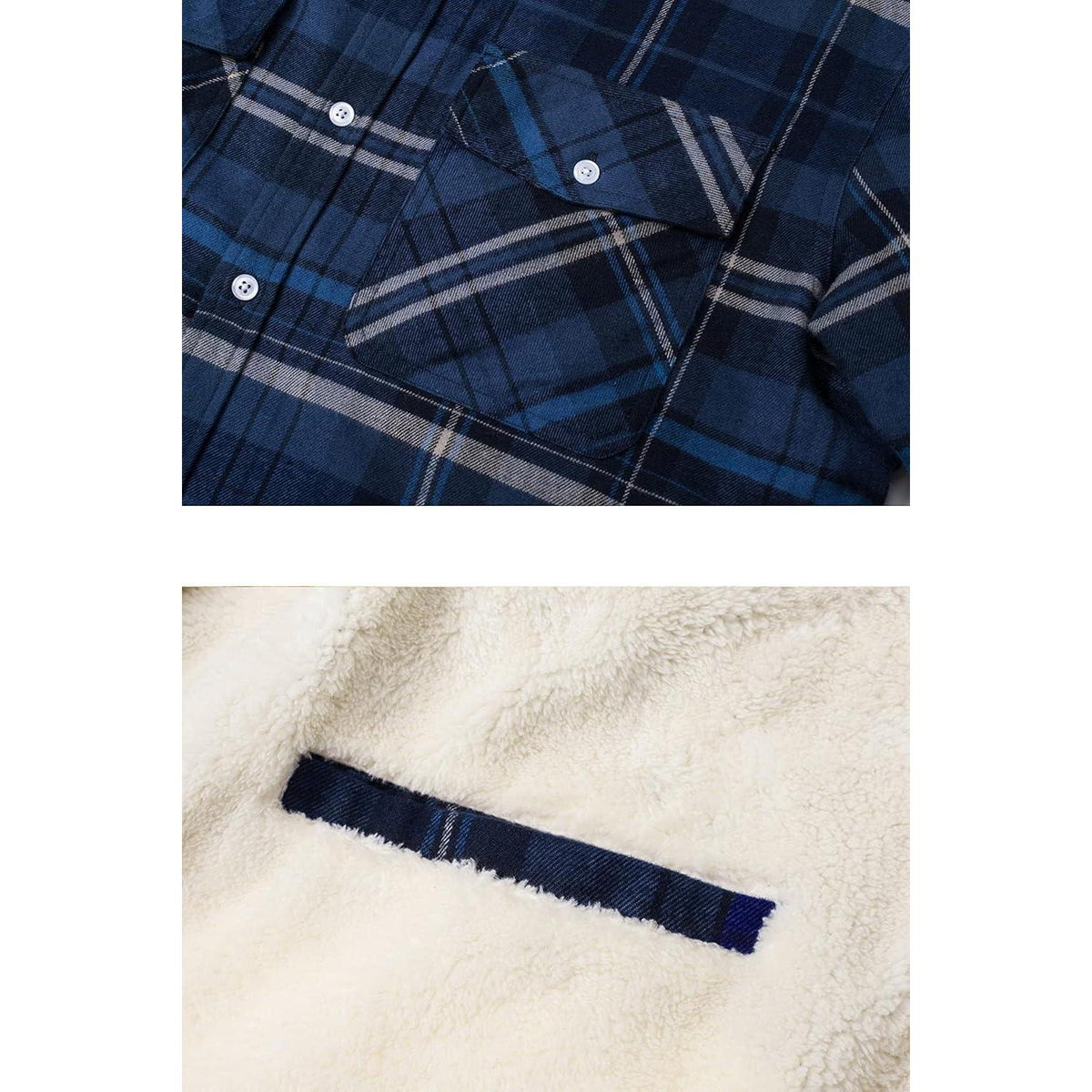 TACVASEN Herren Fleece Flanellhemd Winterjacke Blau Grau 3XL