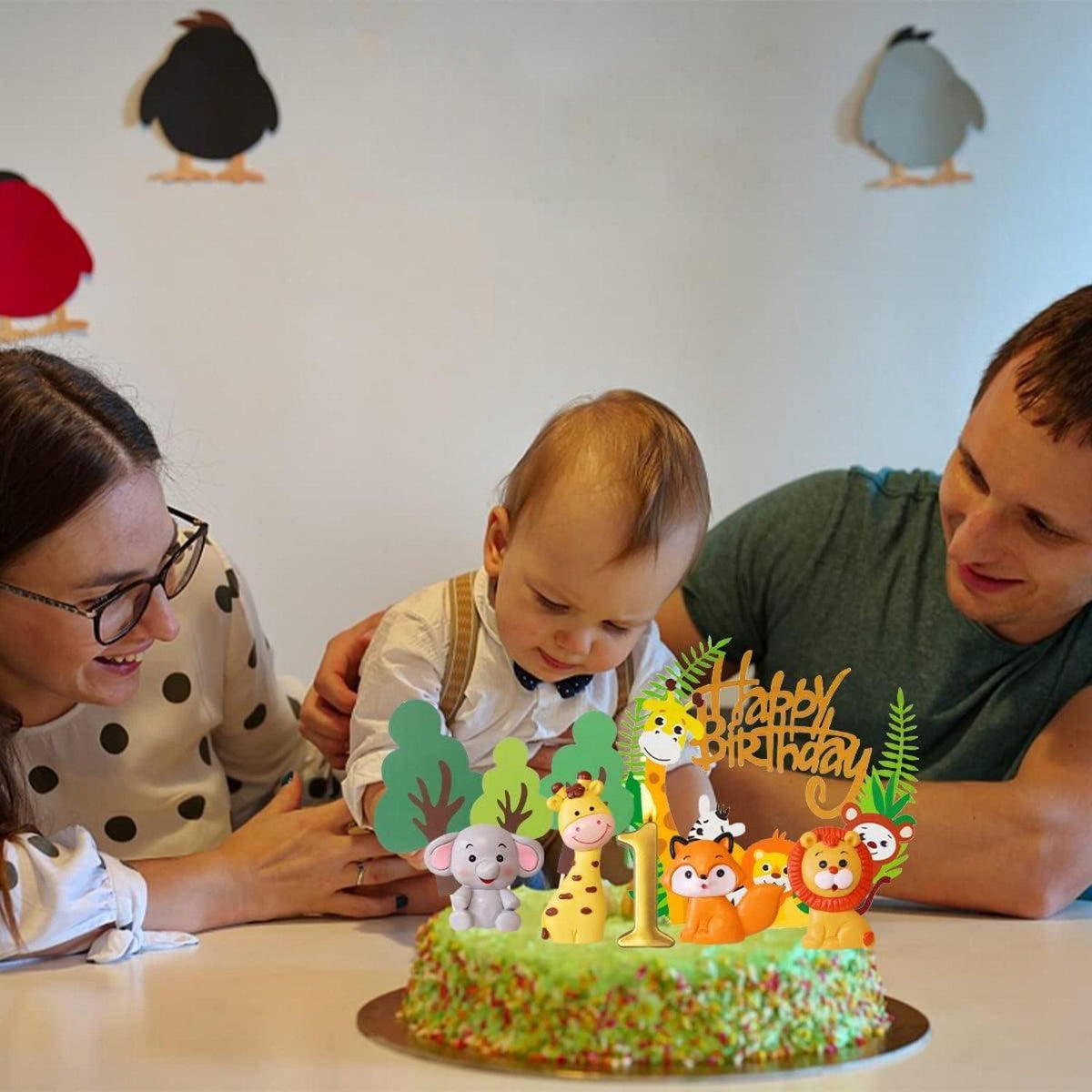 16 Stück Tortendeko 1. Geburtstag Safari Zoo Dschungel Wald Tiere