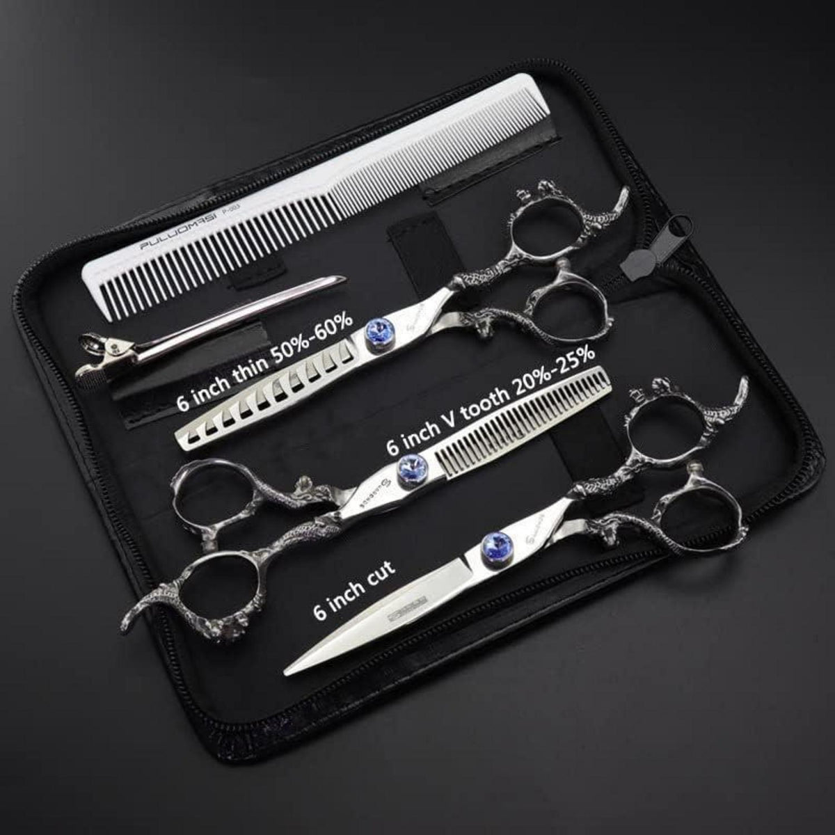 Professionelle Friseurschere 6 Zoll 3er Set Blau