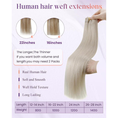 Echthaar Tressen zum Einnähen Blond #60 - 50cm, 100g