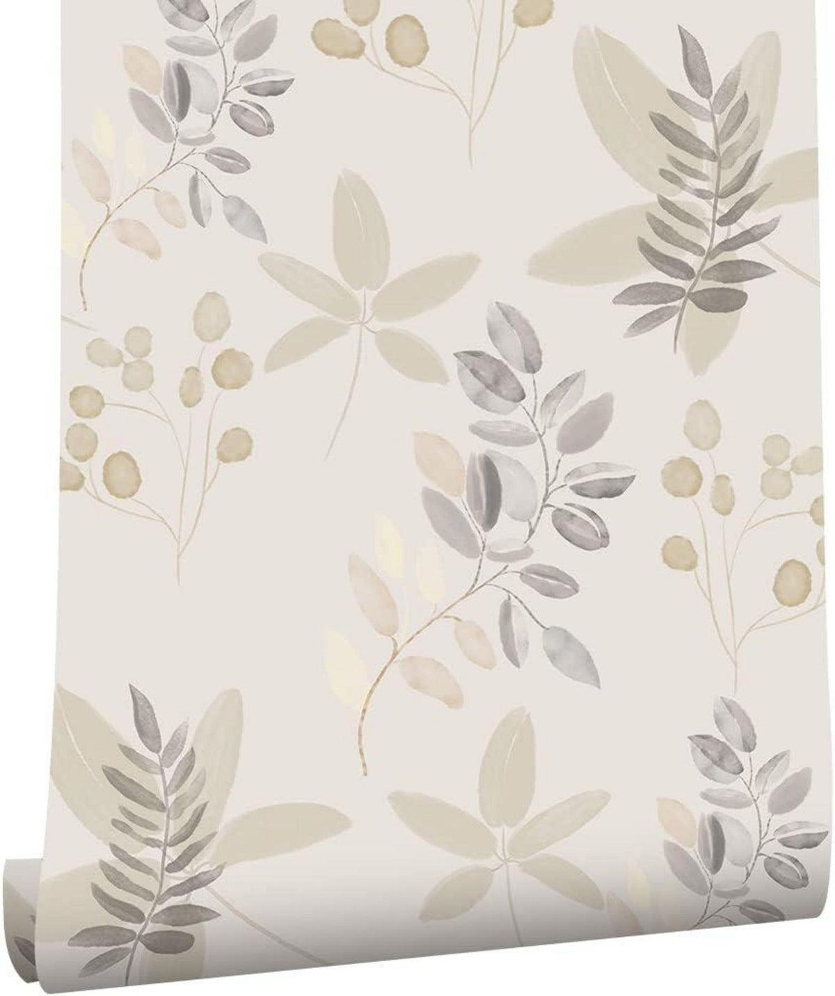 Selbstklebende Tapete Floral Blätter Weiß Grau 0.4W x 6L m