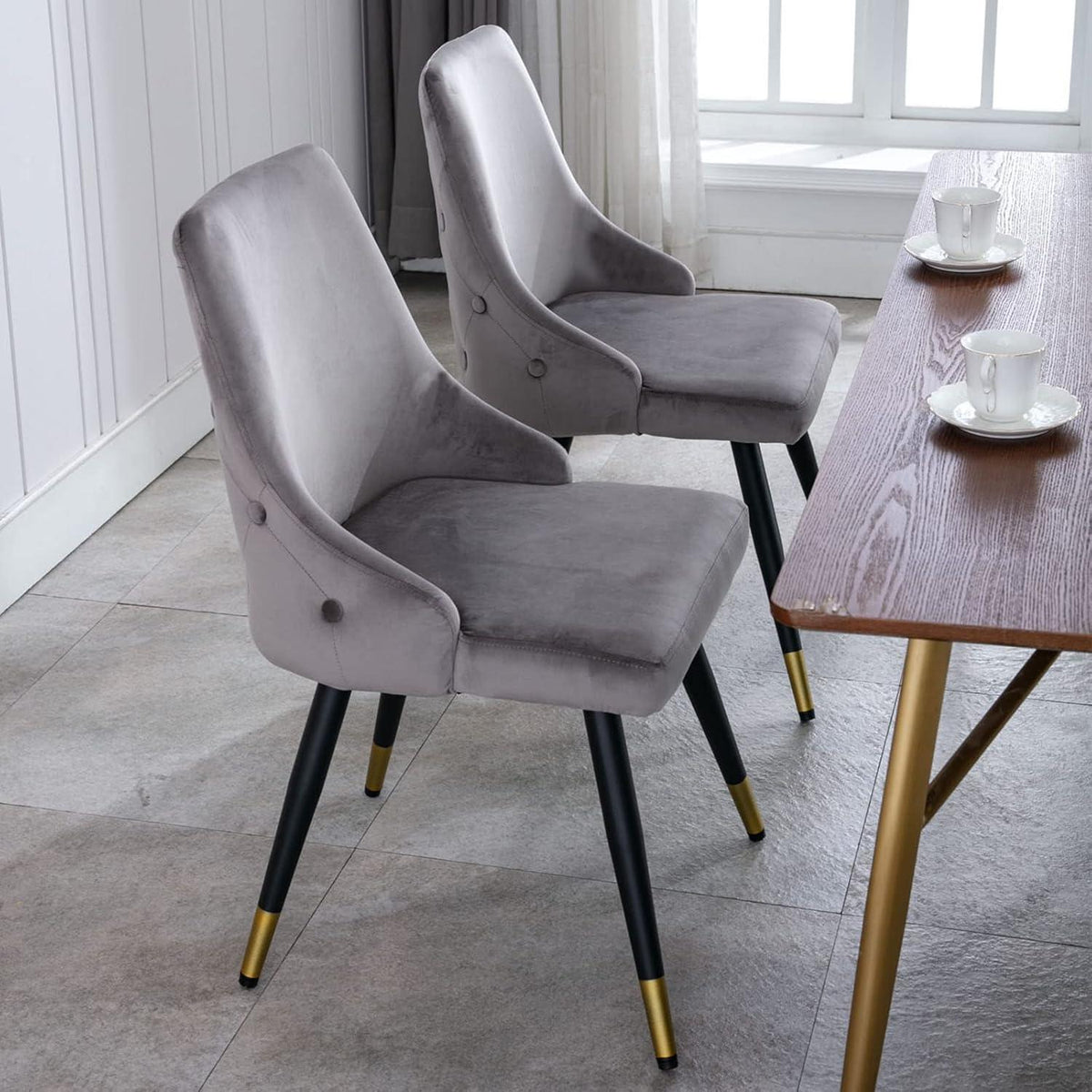 Samt Esszimmerstühle Set 4er – Modern & Komfortabel Grau