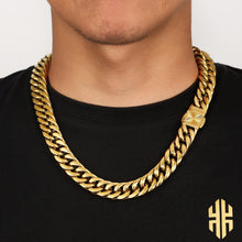 KRKC&CO Panzerkette 14mm Gold Cuban Link Chain 18K