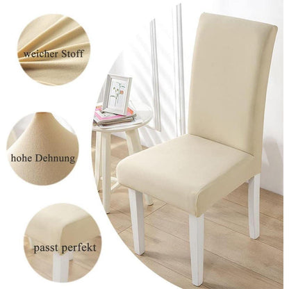 Stuhlhussen 6er Set – Stretch Esszimmerstuhlbezüge Beige