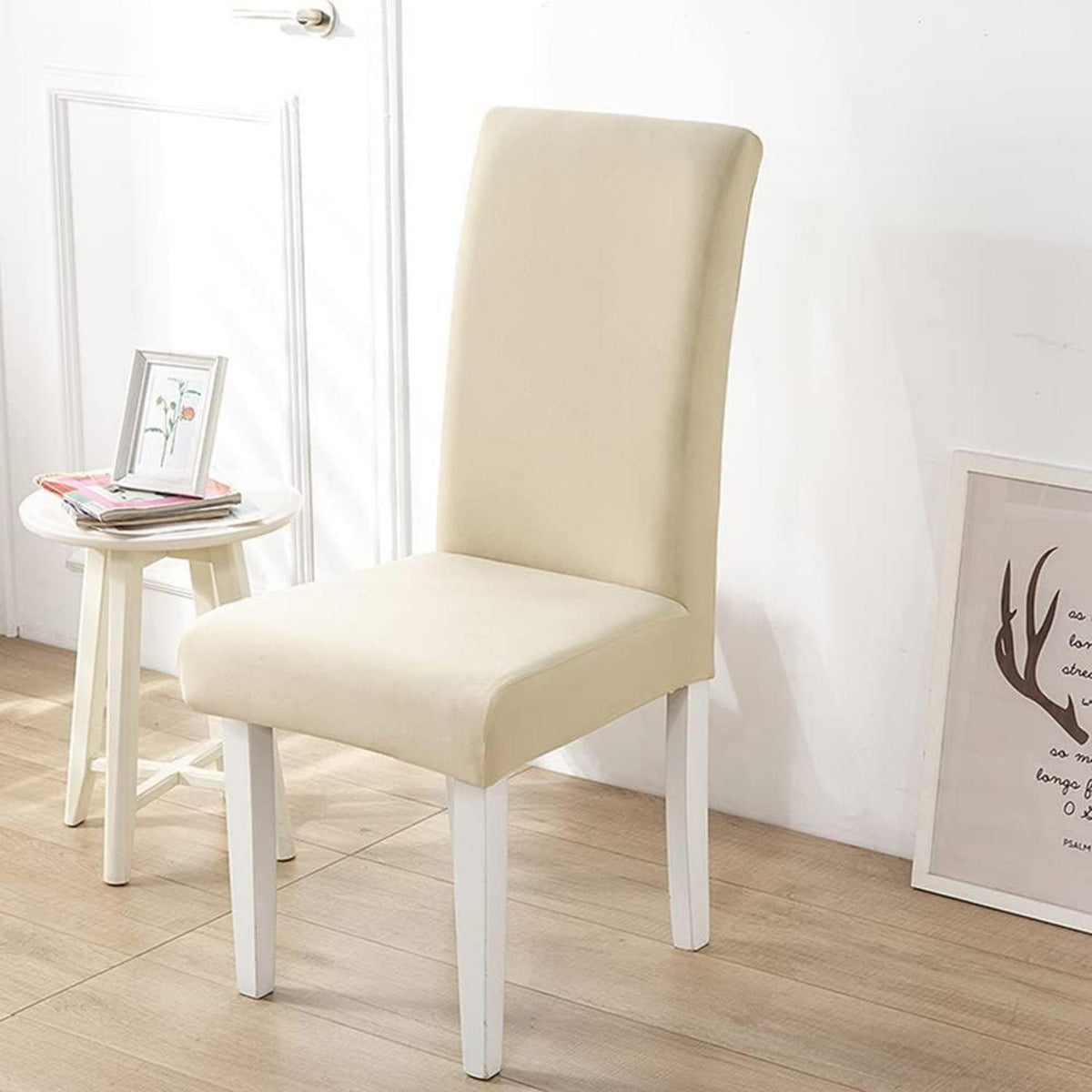 Stuhlhussen 6er Set – Stretch Esszimmerstuhlbezüge Beige