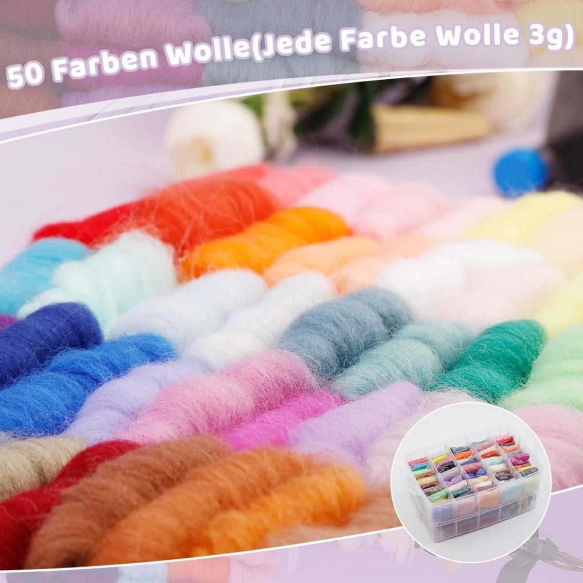 Nadelfilz-Set mit 50 Farben Filzwolle & Zubehör