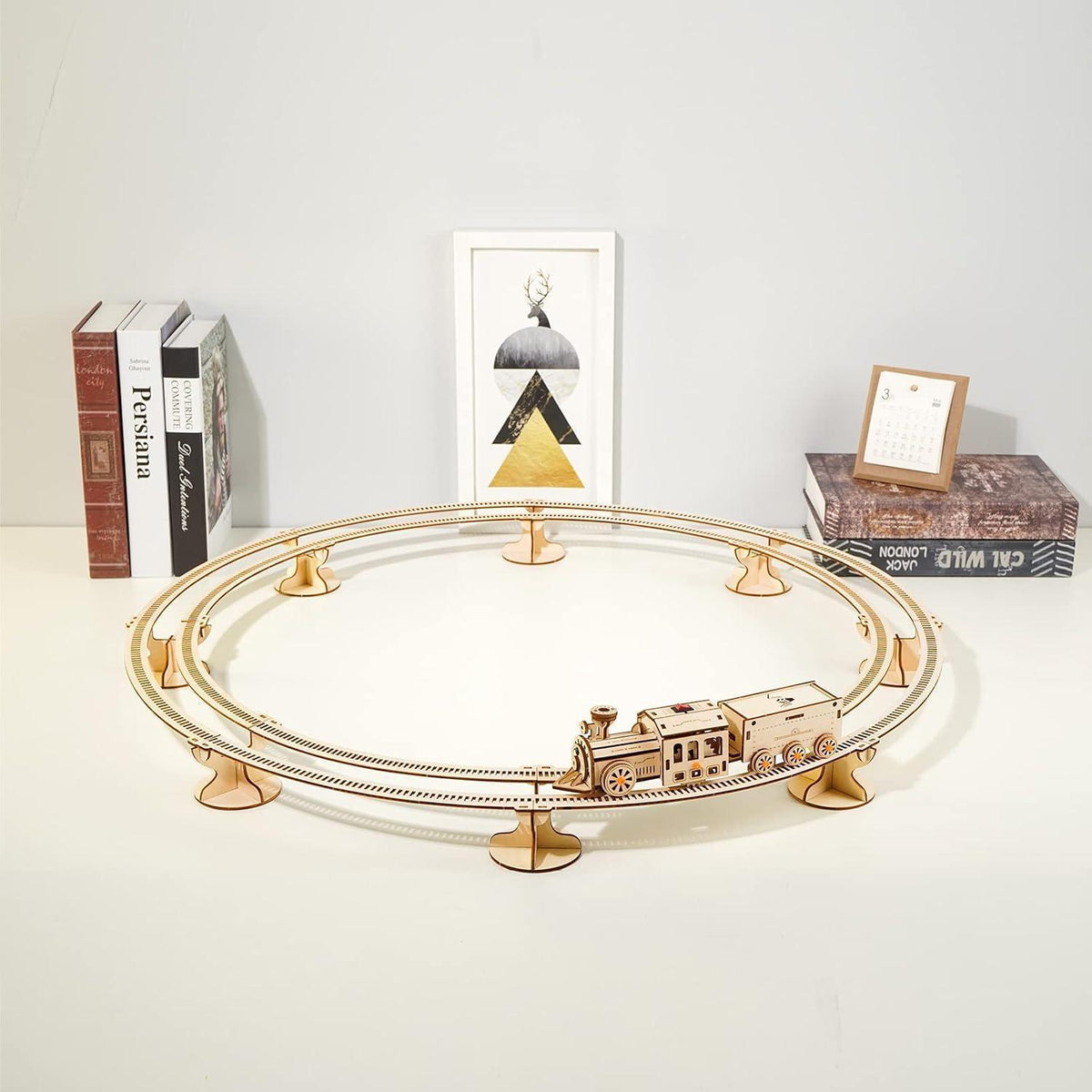 3D Holzpuzzle Zug mit Gleis – Modellbausatz zum Selberbauen