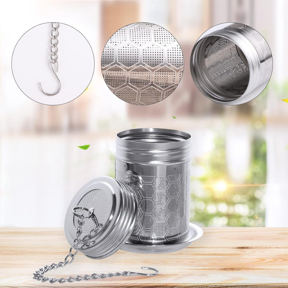 2 Teesiebe Edelstahl Teeinfuser Abtropfschale Teeei Gewürzsieb Aquariumgardens