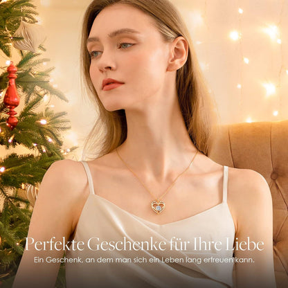 Halskette Damen Herz Anhänger mit Geburtsstein 925 Sterling Silber Roségold